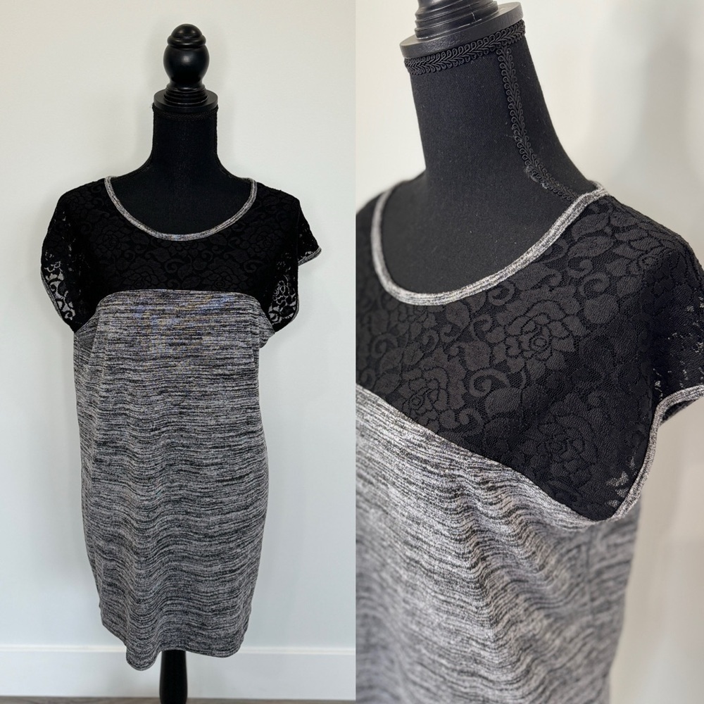 Express Black Lace Gray Dress (M)